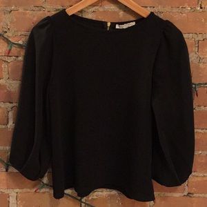 Black Puffed Sleeve Blouse